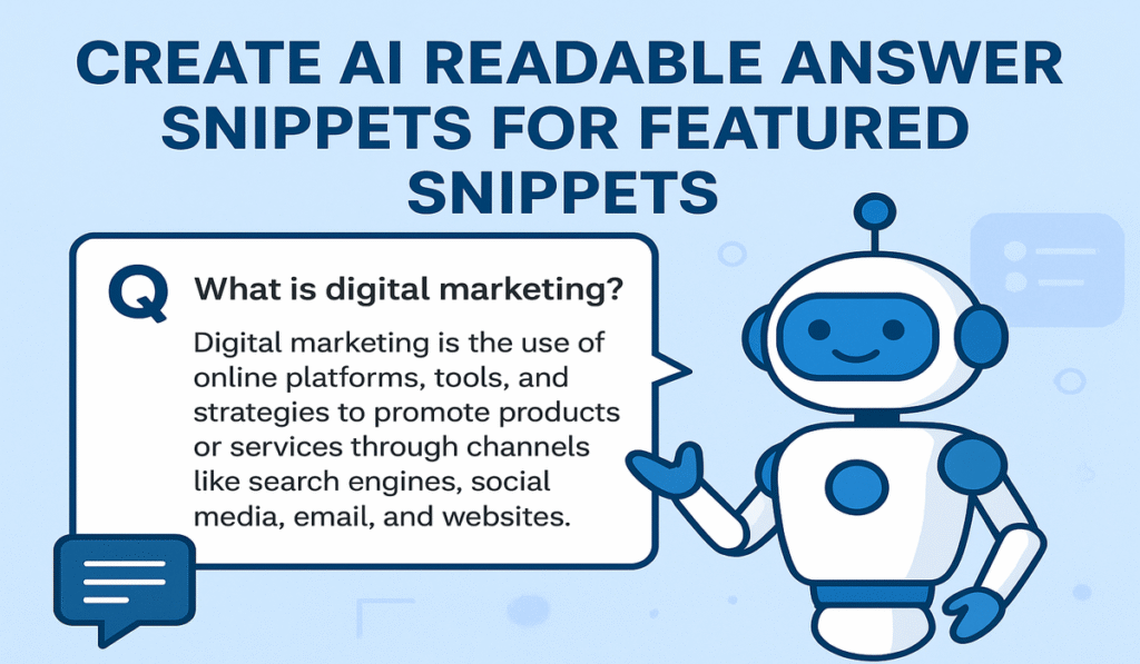 AI readable answer snippets for featured snippets